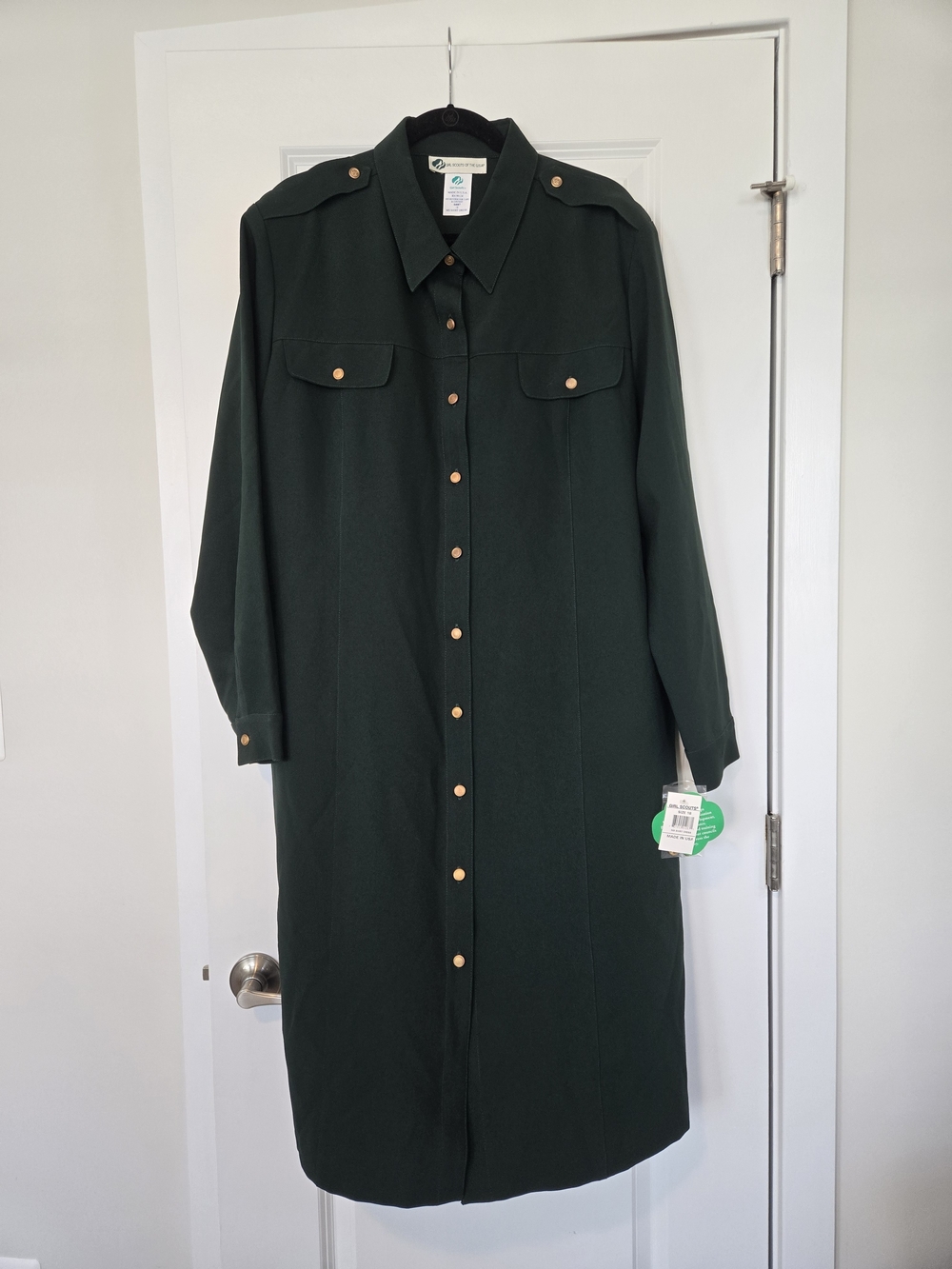 Forest Green Button-Front Shirt Dress